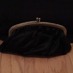 1950’s Black Satin Rhinestone Clutch Bag